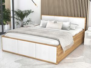 Čalúnená jednolôžková posteľ s úložným priestorom Dolly 120x200 - dub craft/biela