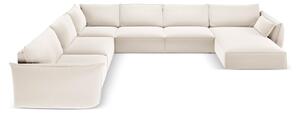 Béžová zamatová rohová pohovka (ľavý roh/do "U") Vanda – Mazzini Sofas