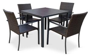 Záhradný jedálenský set Viking M + 4x ratanová stolička Wicker Pat