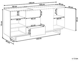 Komoda svetlé drevo čierna MDF doska 3 zásuvky úložný priestor obývacia izba spálňa