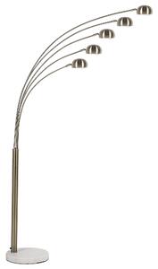 Stojaca lampa zlatá kovová chrómovaná 210 cm s 5 nastaviteľnými tienidlami oblúkový dizajn industriálny štýl