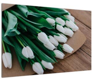 Obraz kytice bielych tulipánov (90x60 cm)