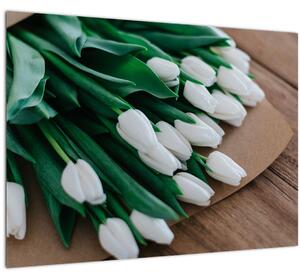 Obraz kytice bielych tulipánov (70x50 cm)