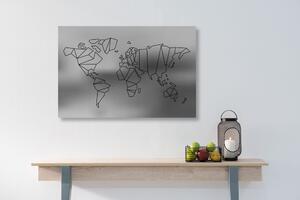 Obraz na korku štylizovaná mapa sveta v čiernobielom prevedení