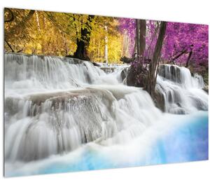 Obraz Erawan vodopádu v lese (90x60 cm)