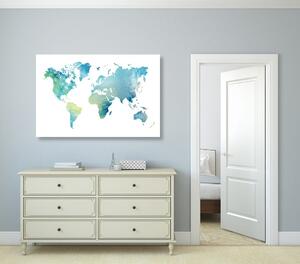 Obraz mapa sveta v akvarelovom prevedení