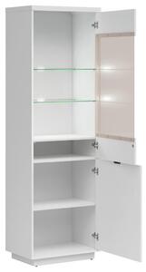 VITRÍNA, biela, biela s vysokým leskom, 64/200,5/42,5 cm - Sklenené vitríny, Online Only