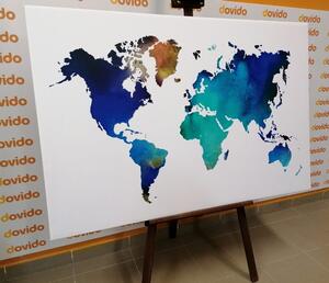 Obraz farebná mapa sveta v akvarelovom prevedení