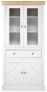 VITRÍNA, borovica, prírodná farba, biela, 100/207/44 cm MID.YOU - Sklenené vitríny, Online Only