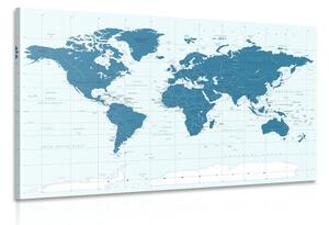 Obraz politická mapa sveta v modrej farbe