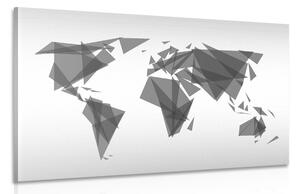 Obraz geometrická mapa sveta v čiernobielom prevedení