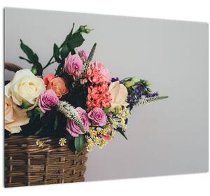 Obraz košíka s kvetinami (70x50 cm)