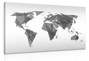 Obraz geometrická mapa sveta v čiernobielom prevedení