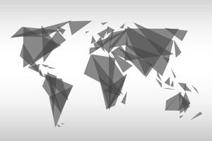 Obraz na korku geometrická mapa sveta v čiernobielom prevedení