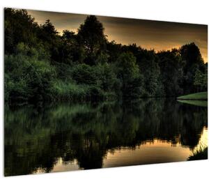 Obraz jazera pri lese (90x60 cm)