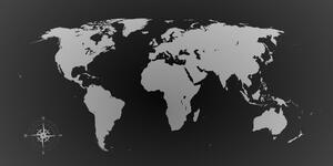 Obraz mapa sveta v odtieňoch sivej