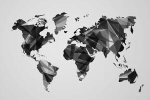 Obraz na korku mapa sveta v dizajne vektorovej grafiky v čiernobielom prevedení