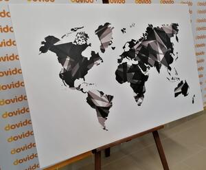 Obraz na korku mapa sveta v dizajne vektorovej grafiky v čiernobielom prevedení