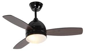 Stropný ventilátor čierny s potlačou dreva 96 cm s diaľkovým ovládaním - Rotar