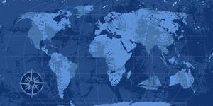 Obraz na korku rustikálna mapa sveta v modrej farbe