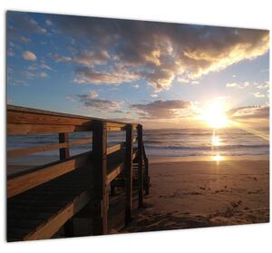 Obraz móla, pláže a more (70x50 cm)
