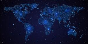 Obraz na korku mapa sveta s nočnou oblohou