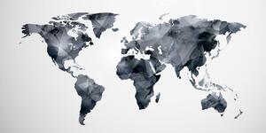 Obraz na korku polygonálna mapa sveta v čiernobielom prevedení