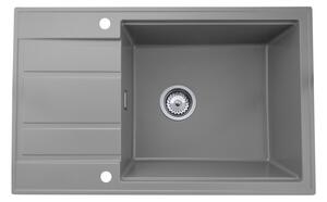Sink Quality Ferrum New 8010, 1-komorový granitový drez 800x500x210 mm + chrómový sifón, šedá, SKQ-FER.8010.G.X