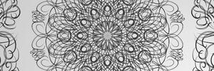 Obraz abstraktná kvetinová Mandala v čiernobielom prevedení