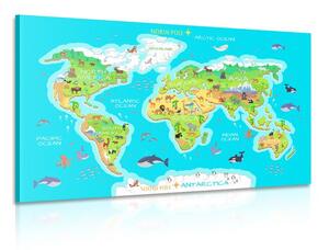 Obraz zemepisná mapa sveta pre deti