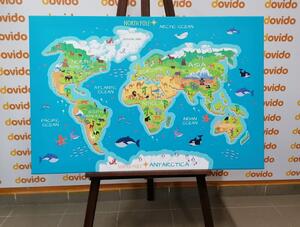 Obraz na korku zemepisná mapa sveta pre deti