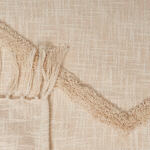 Prikrývka béžová bavlnená 130 x 180 cm geometrický vzor prírodný dizajn boho
