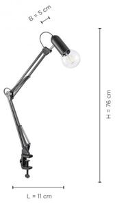 JUST LIGHT. 14773-18 - Stolná lampa s klipom TURN ME 1xE27/60W/230V čierna