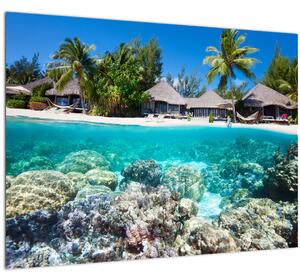 Obraz pláže na tropickom ostrove (70x50 cm)
