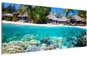 Obraz pláže na tropickom ostrove (120x50 cm)