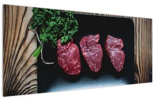 Obraz mäsa na tanieri (120x50 cm)
