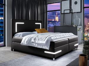 Kontinentálna posteľ Fronasa LED, Rozmer postele: 140x200, Dostupné poťahy: ekokoža Soft 011 (čierna) Mirjan24 5903211194443