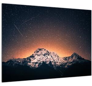 Obraz hviezdnej oblohy s horami (70x50 cm)