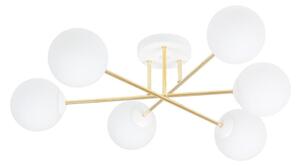 Luster na tyči MAGNUM 6xE14/10W/230V biela/zlatá