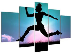 Obraz skákajúce siluety ženy (150x105 cm)