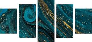 5-dielny obraz smaragdová abstrakcia