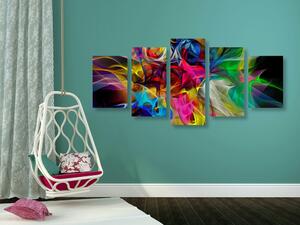 5-dielny obraz abstraktný farebný chaos