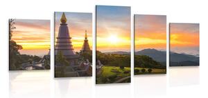 5-dielny obraz ranný východ slnka nad Thajskom