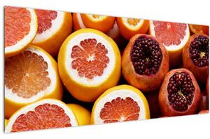 Obraz pomarančov a granátových jabĺk (120x50 cm)