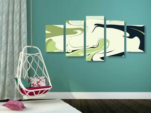 5-dielny obraz abstraktný vzor materiálov zelený