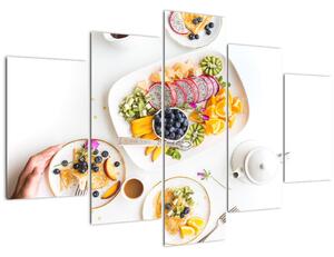 Obraz tanierov s ovocím na stole (150x105 cm)
