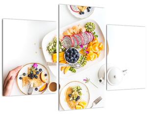 Obraz tanierov s ovocím na stole (90x60 cm)