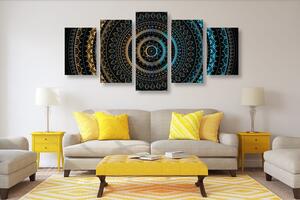 5-dielny obraz Mandala so vzorom slnka