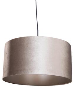Závesná lampa čierna so zamatovým tienidlom taupe 50cm - Combi 1