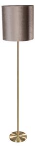 Stojacia lampa mosadzná so zamatovým tienidlom sivohnedá 50cm - Simplo